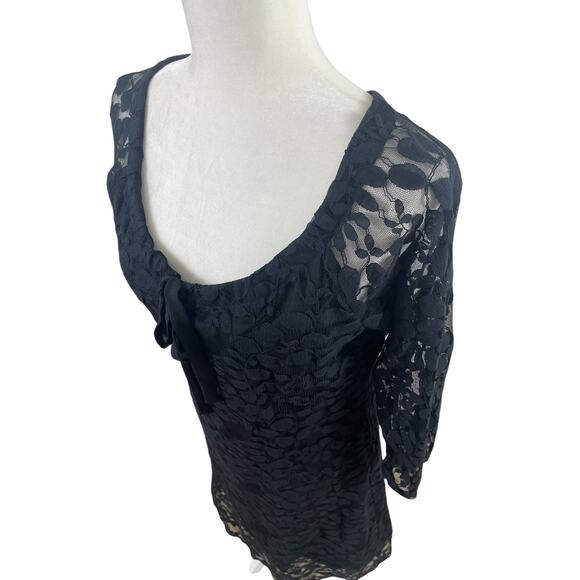 Garnet Hill Boheme Easy Lace Dress Botanical Boho Elegant Black Size 6 - Picture 7 of 15